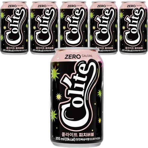 콜라이트 제로콜라 피치버블, 355ml, 6개
