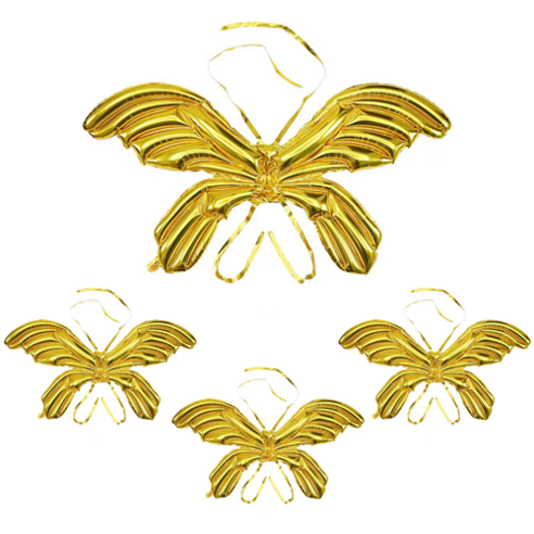 MEO 홈 클럽 생일파티 빅 나비 날개풍선 마카롱 122 x 89 cm, 골드, 4개