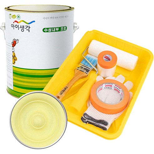 삼화페인트 아이생각 친환경 수성내부 프로 4L 페인트 도구세트, 개나리옐로우, 4000ml, 1개