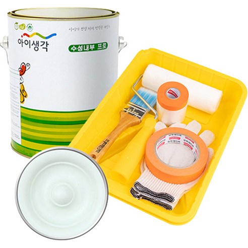삼화페인트 아이생각 친환경 수성내부 프로 4L 페인트 도구세트, 세이지그린, 4000ml, 1개