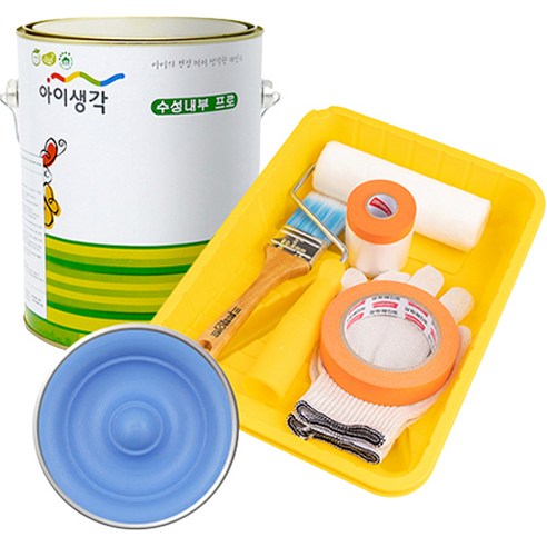 삼화페인트 아이생각 친환경 수성내부 프로 4L 페인트 도구세트, 와일드블루, 4000ml, 1개