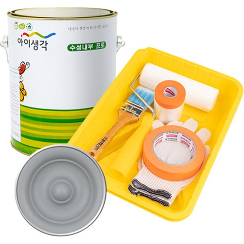 삼화페인트 아이생각 친환경 수성내부 프로 4L 페인트 도구세트, 러스틱그레이, 4000ml, 1개