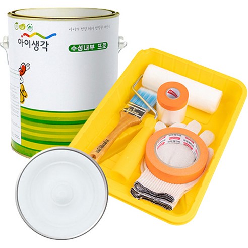 삼화페인트 아이생각 친환경 수성내부 프로 4L 페인트 도구세트, 퓨어화이트, 4000ml, 1개