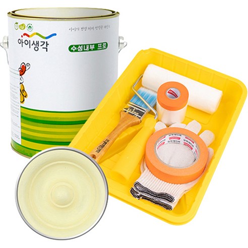 삼화페인트 아이생각 친환경 수성내부 프로 4L 페인트 도구세트, 레몬에이드, 4000ml, 1개