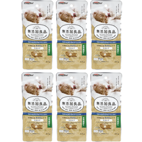 캐티맨 무첨가 촉촉큐브 참치 + 흰살생선 고양이 사료, 생선, 30g, 6개