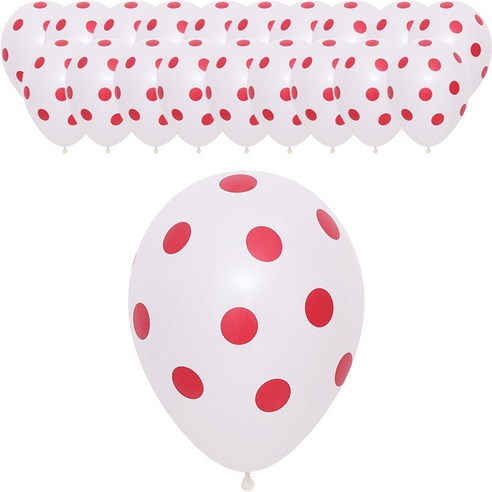 셈퍼텍스 풍선 도트 30cm, 화이트 레드잉크, 20개