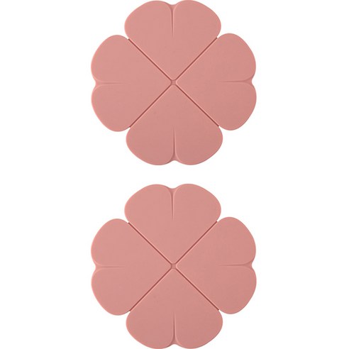 아리코 네잎클로버 실리콘 냄비받침, 핑크, 2개