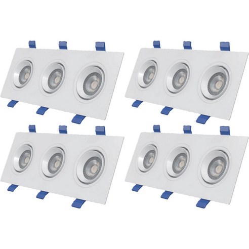 시그마엘이디 LED 확산형 삼성칩 각도조절 다운라이트 사각 3구 15W, 주백색, 4개