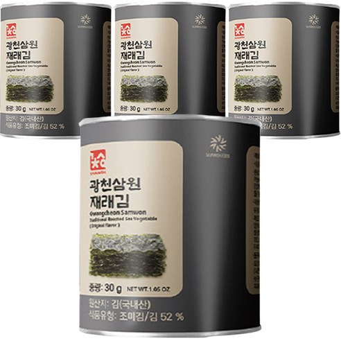광천삼원푸드 재래김 캔김, 30g, 4개