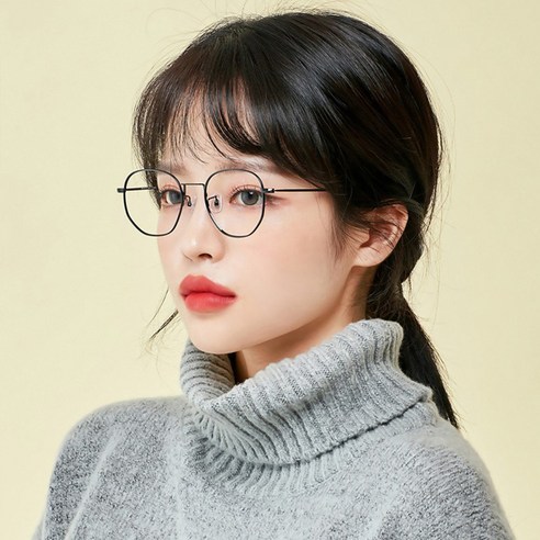 멜리크메 블루라이트 차단 렌즈 + 메탈 오각형 레트로 빅사이즈 안경테 세트