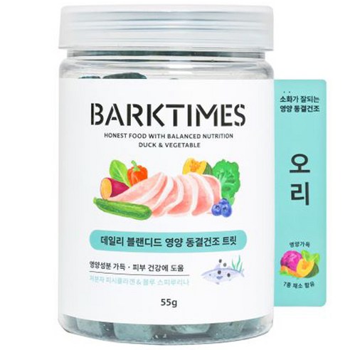 바크타임즈 강아지 데일리 블랜디드 영양 동결건조 트릿, 오리, 55g, 1개