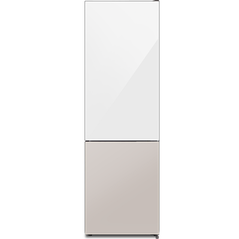   하이얼 글램 글라스 일반형 냉장고 244L 방문설치, 화이트 + 베이지, HRP255MDWE
