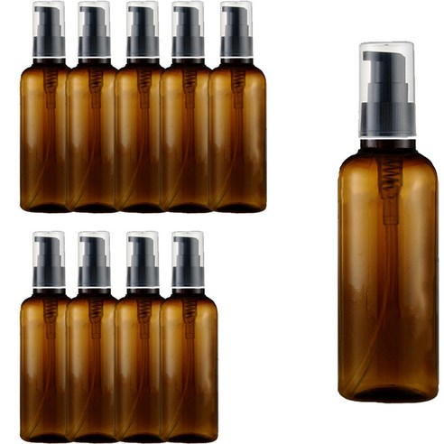 화장품 에센스 오일 펌프 공병 용기 100ml, 갈색(용기), 10개