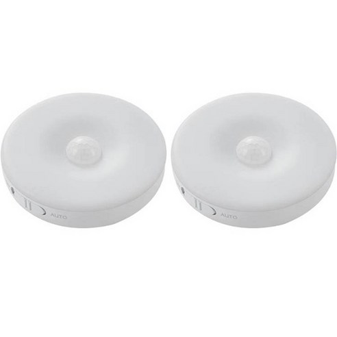 BK283 무광 센서 LED 직부등 15W, 블랙 센서등 15 노바리빙 무타공 부착식 USB 충전식 무선 원형 센서등, 화이트, 2개