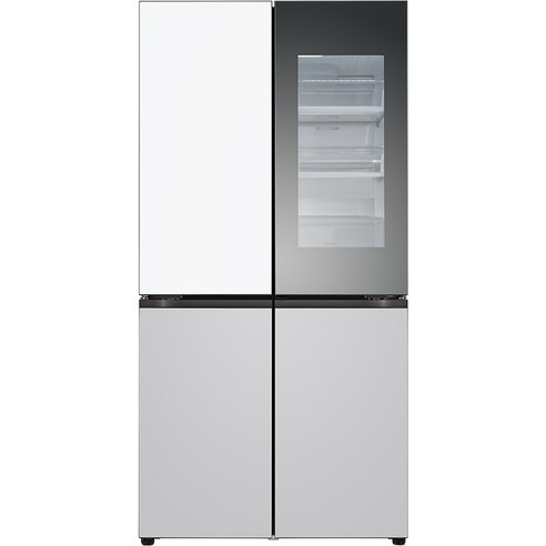 [색상선택형] LG전자 디오스 오브제컬렉션 노크온 매직스페이스 4도어 냉장고 방문설치, 크림 화이트 + 크림 그레이, M874MHR451S