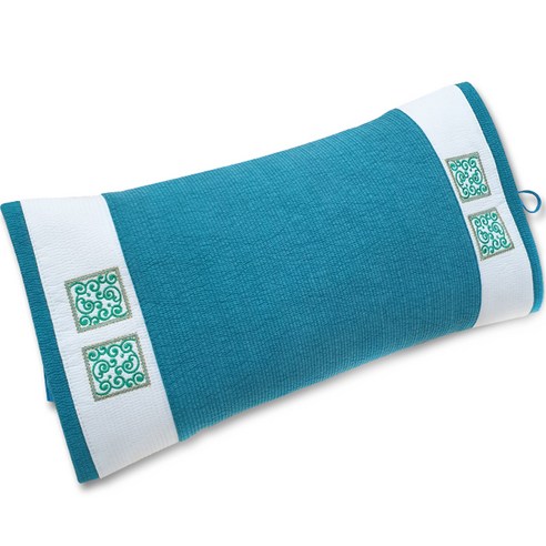 편백아트 프리미엄 편백 미니큐브칩 피그먼트 순면 끈베개 47 x 26 cm, 옥색, 1개