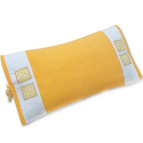 편백아트 프리미엄 편백 미니큐브칩 피그먼트 순면 끈베개 47 x 26 cm, 노랑, 1개