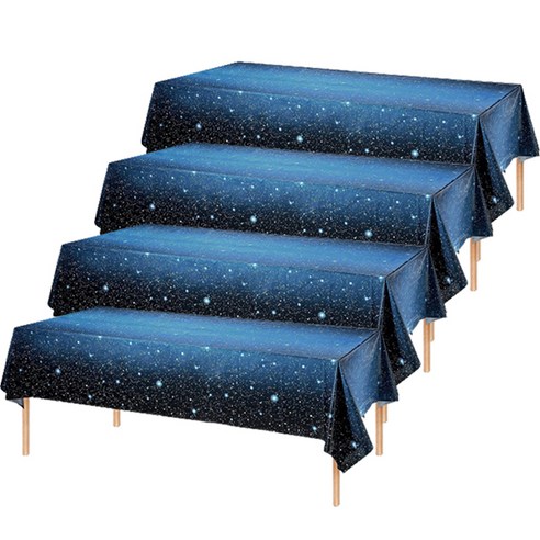 캐치 별빛 우주 파티 테이블 식탁보 4p, 블루블랙, 137 x 274 cm