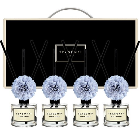 시즈넬 사계절 디퓨저 50ml x 4p 메리골드 스카이블루꽃 선물세트 썸머피치향, 1세트