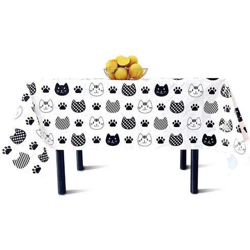캐치 고양이 얼굴 파티 테이블보 4p, 화이트, 183 x 137 cm