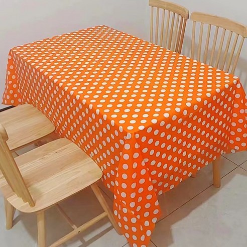 캐치 컬러풀 도트 파티 테이블보 4p, 주황, 137 x 183 cm