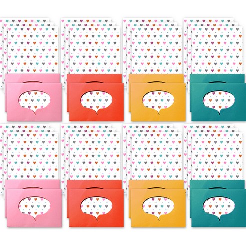 패턴 포인트 편지지 32p + 말풍선 봉투 16p 세트, 하트도트(편지지), 랜덤발송(봉투), 1세트