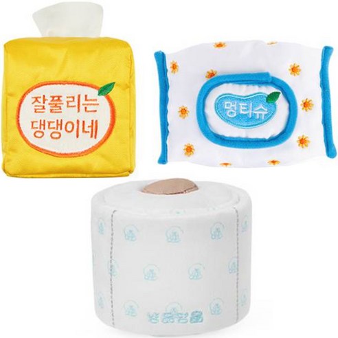 냥품멍품 강아지 노즈워크 휴지 장난감 멍티슈 3종 세트, 혼합색상, 1세트