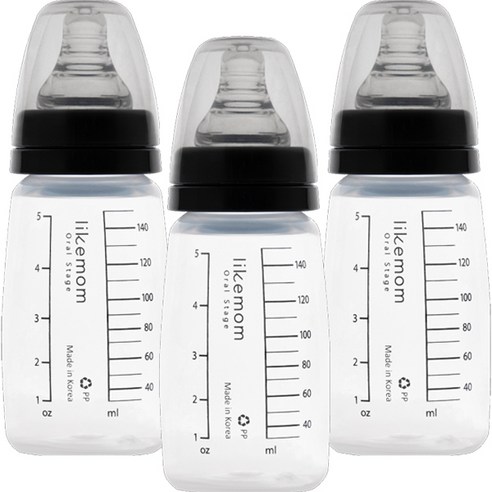라이크맘 유아용 PP 젖병, 150ml, 3개, 화이트 + 그레이