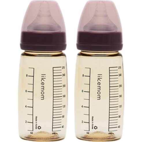 라이크맘 PPSU 젖병, 블랙 라이스 퍼플, 270ml, 2개