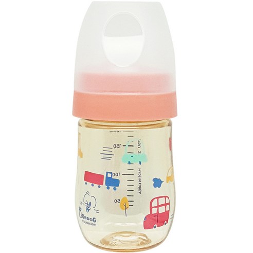 리틀밥독 국내 제조 PPSU 뛰뛰빵빵 젖병, 코랄핑크, 180ml, 1개
