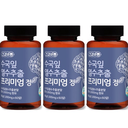 건강바름 수국잎열수추출물 프리미엄정 1000mg 60정 2개월분, 2개