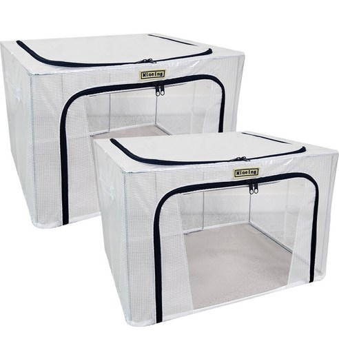 대용량 PVC 투명 모닝 리빙박스 66L, 네이비, 2개