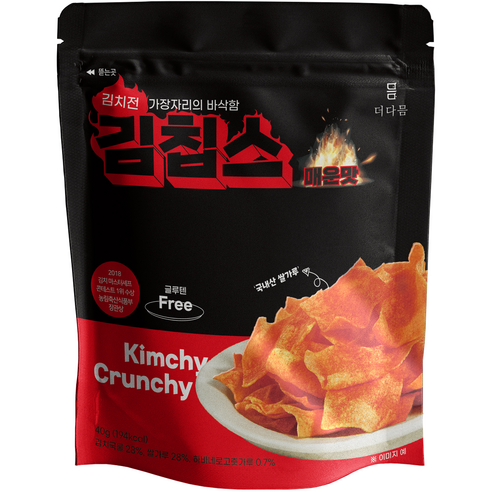 더다믐 김치부각 김칩스 매운김치전맛, 40g, 1개
