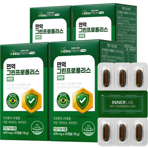 셀트리온 이너랩 면역 강화 프로폴리스 아연 18g, 30정, 4세트 
꿀/프로폴리스