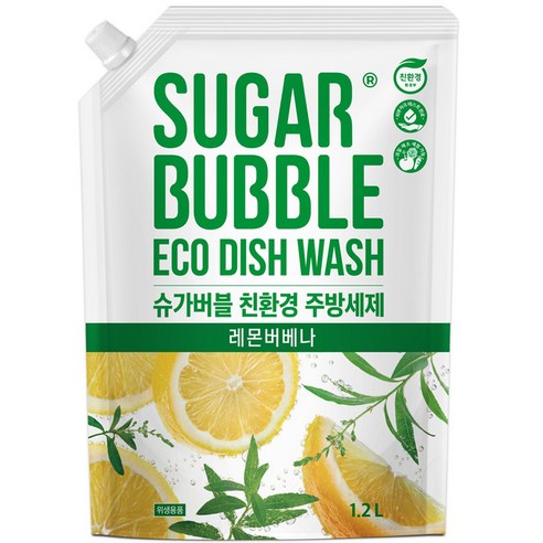 슈가버블 친환경 레몬버베나 주방세제 리필, 1개, 1.2L