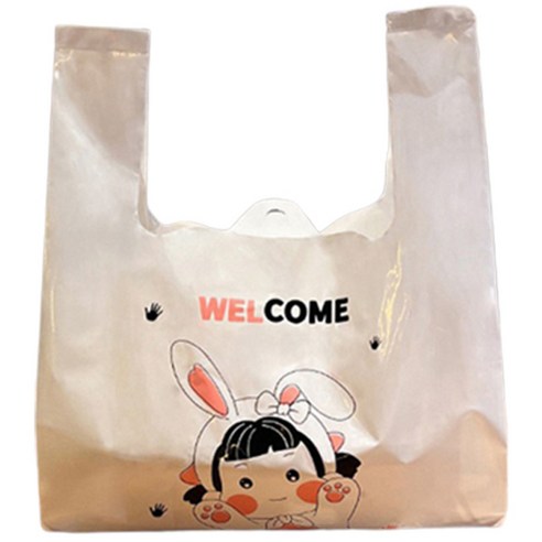 마켓감성 다용도 사각손잡이 비닐 쇼핑백 50p, 웰컴