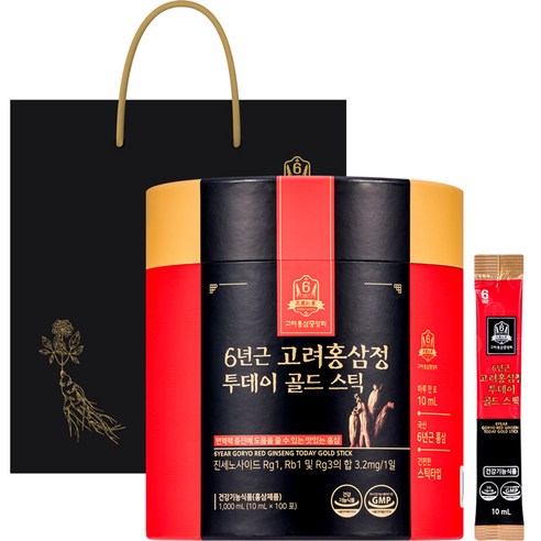 추석선물세트  고려홍삼중앙회 6년근 고려홍삼정 투데이 골드 스틱 100p, 1000ml, 1개