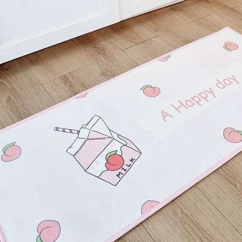 어울림베딩 이지케어 컬러풀 주방매트, 밀크 피치