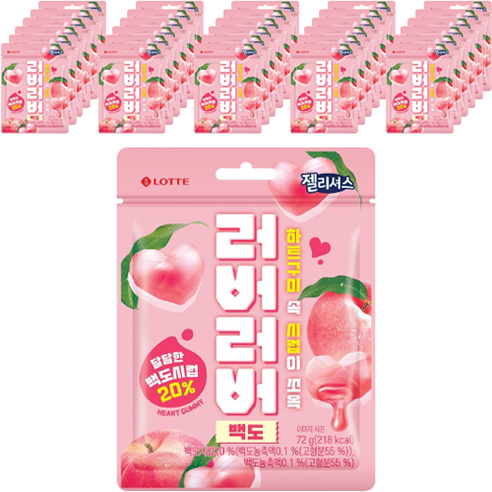 젤리셔스 러버러버 젤리 백도 72g 32개 2304g 1박스