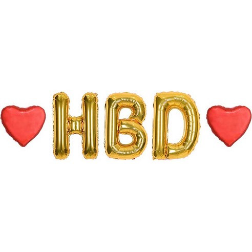 조이파티 알파벳 HBD 은박풍선 소 3종 + 미니하트 은박풍선 2p 세트, 골드(알파벳 은박풍선), 레드(미니하트 은박풍선), 1세트