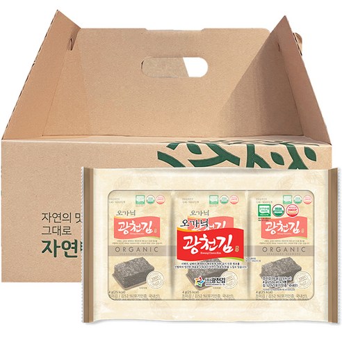 광천김 자연나라 오가닉 도시락김 4g x 18p 선물세트, 1세트