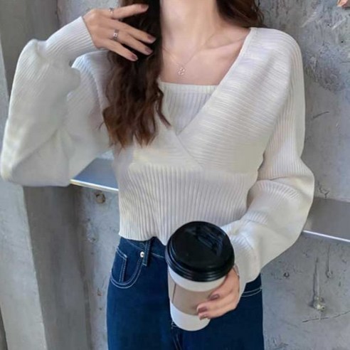 女  時尚  服裝  上衣  V 領  針織  毛衣  成年女性  成年女性  女裝