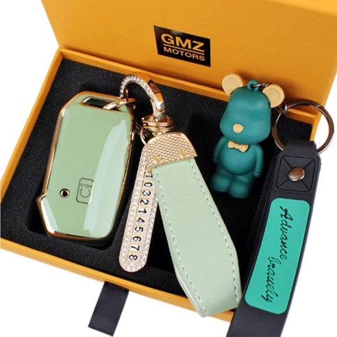 기아 자동차 TPU 스마트 키링 케이스 + 전화번호 스트랩 + 가죽스트랩 + 곰돌이 열쇠고리 세트 기아 5버튼 올뉴k3 / k7프리미어 / k8 / 니로 / 쏘렌토 MQ4 / 카니발KA4 / 스포티지NQ5 / 셀토스 / EV6, 모던블랙, AK-05