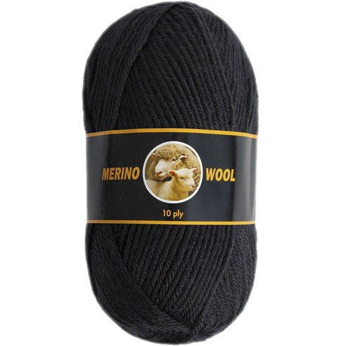 yarna 메리노 울 뜨개실 10ply, 302 블랙, 1개