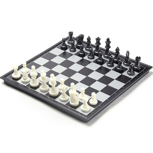 25cm 휴대용 미니 체스 세트, 블랙 + 화이트 
보드게임
