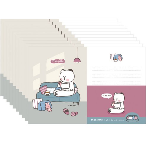 프롬앤투 몽포트 방구석 시리즈 편지지 4p + 봉투 2p 세트 FL117-1, 10세트