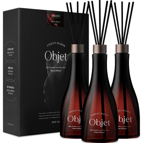 에이센트 오브제 대용량 디퓨저 500ml x 3p + 스틱 15p 세트, 체리베리, 1세트