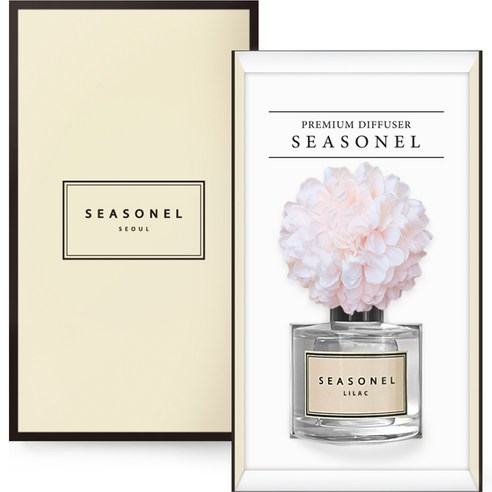 시즈넬 차량용 핑크꽃 메리골드 디퓨저 선물세트 50ml 본품, 라일락향, 1개