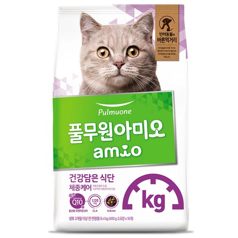 풀무원아미오 고양이 건강담은 식단 기능성 사료, 다이어트(체중유지), 6.4kg, 1개
