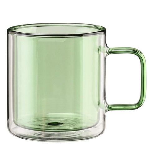 몬즈 이중 내열 유리 머그컵 380ml, 그린, 1개